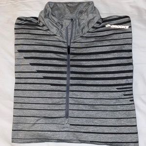 Brooks gray and black striped running pullover